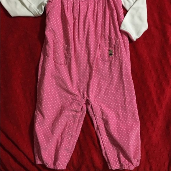 Carter’s pink and white polkadot corduroy overalls - Picture 2 of 7
